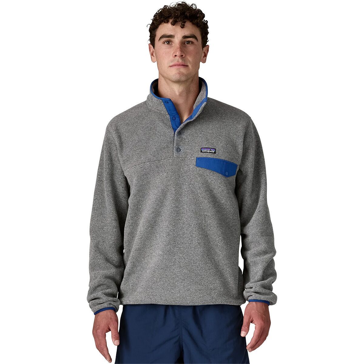 Image of Patagonia Lightweight Synchilla Snap-T Fleece Pullover - Men's Nickel/Clement Blue, L