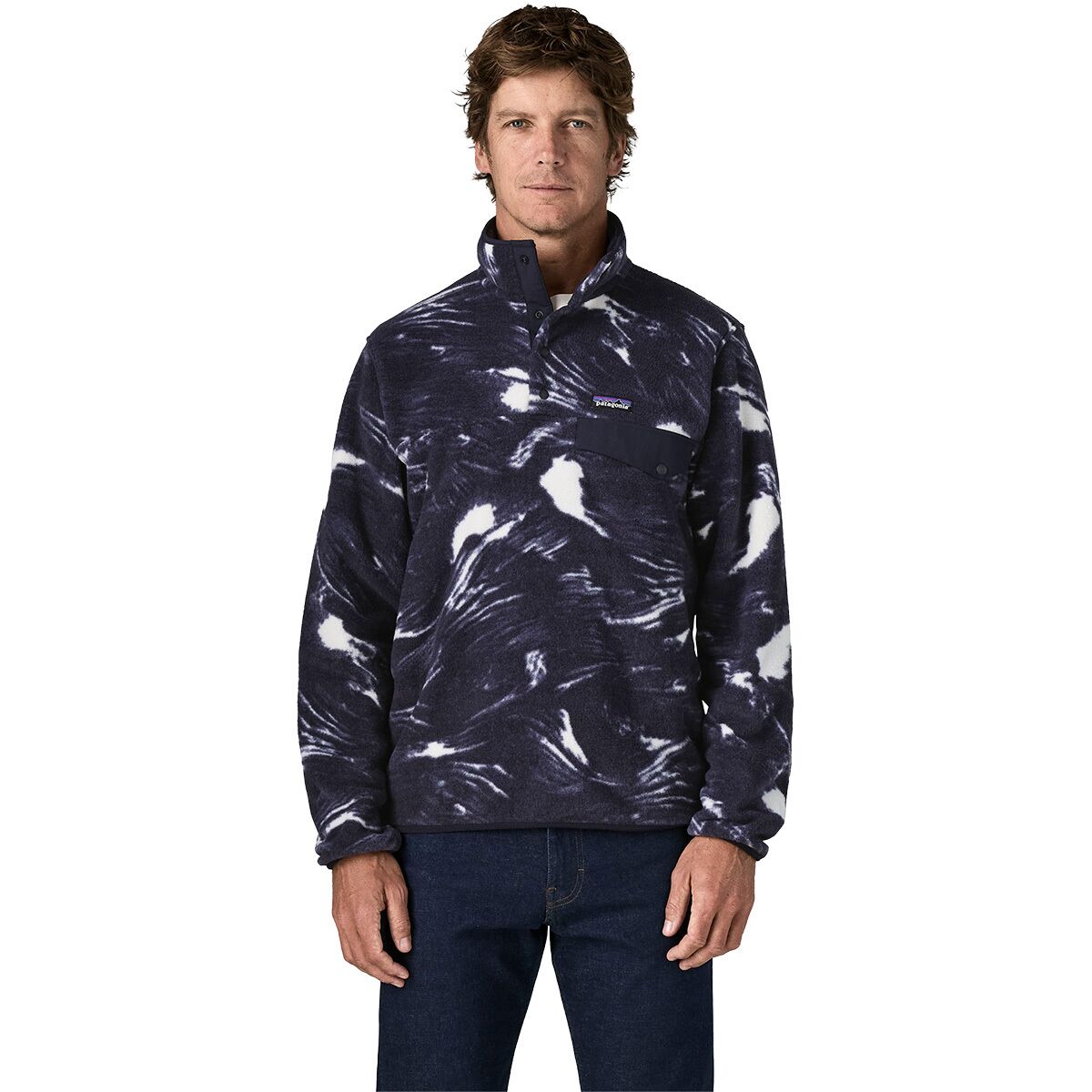Image of Patagonia Lightweight Synchilla Snap-T Fleece Pullover - Men's Polar Breeze/Sunken Blue, S