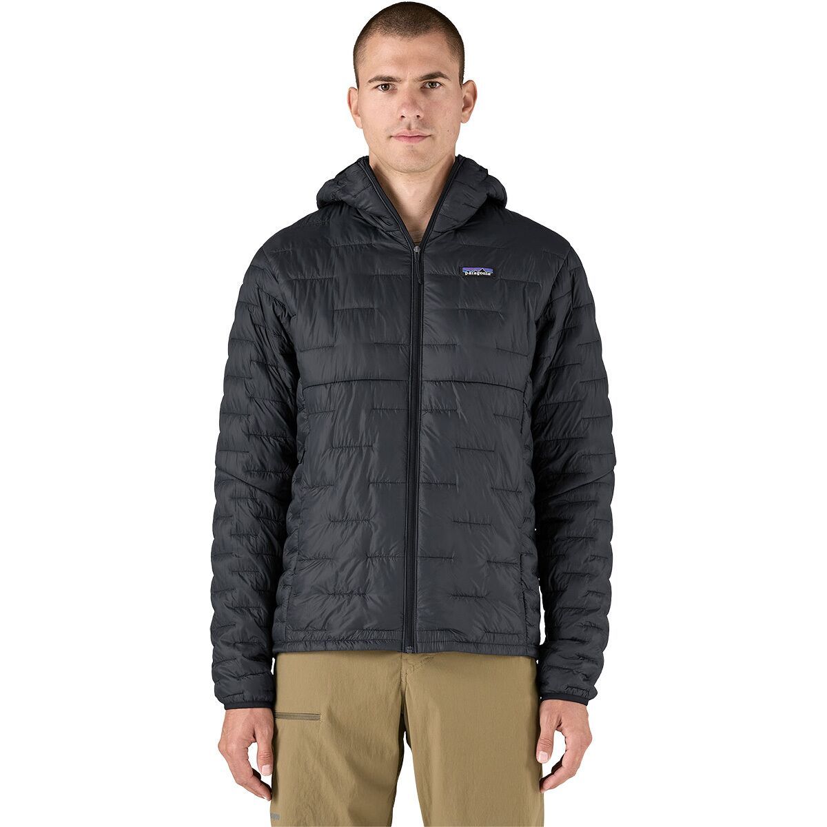 Image of Patagonia Micro Puff Hooded Insulated Jacket - Men's Black, M