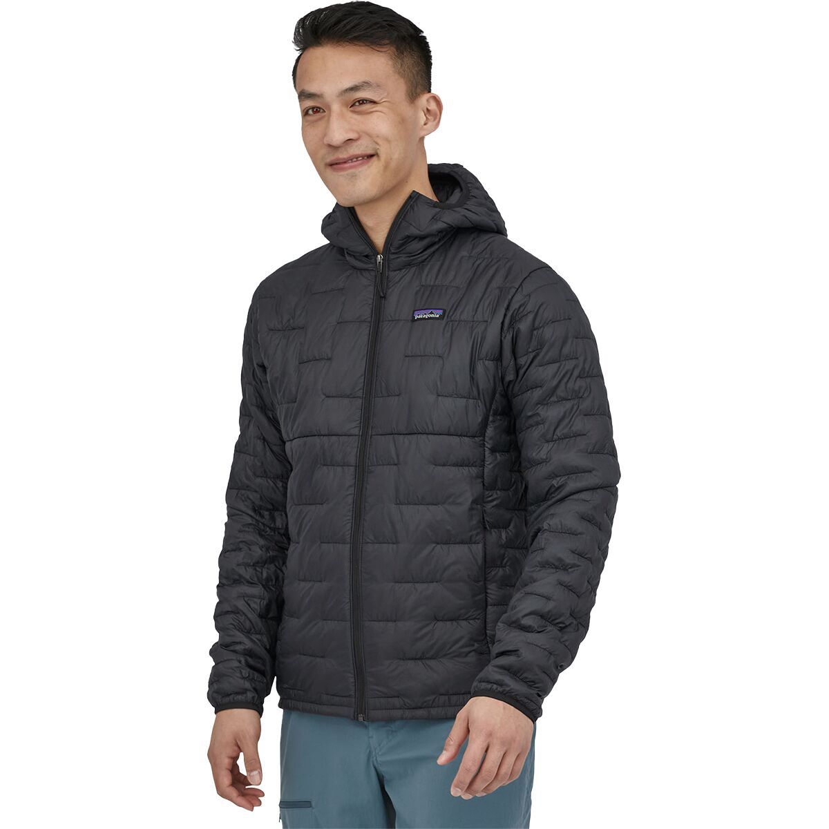 Image of Patagonia Micro Puff Hooded Insulated Jacket - Men's Black, S