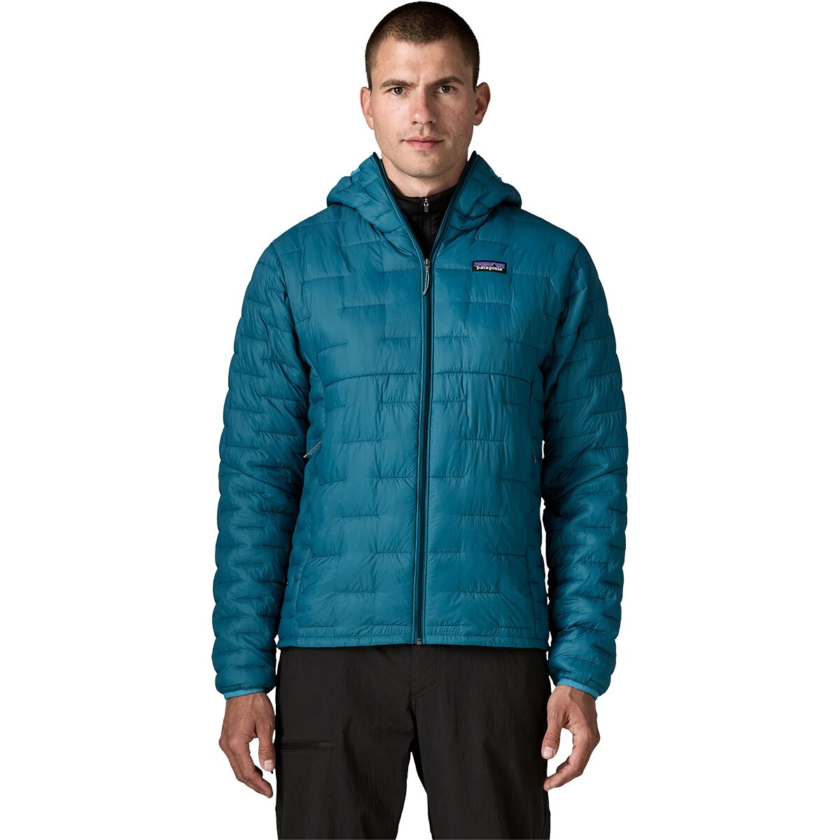 Image of Patagonia Micro Puff Hooded Insulated Jacket - Men's Glacial Blue, M