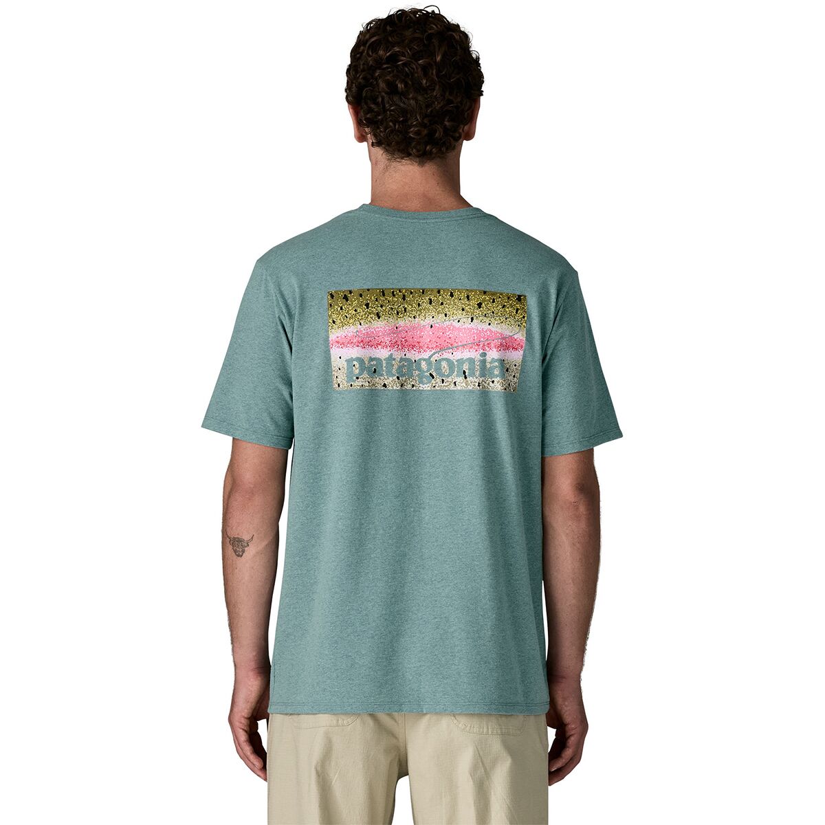 Image of Patagonia Take a Stand Responsibili-Tee Shirt - Men's Rainbow Run: Blue Sage, XL