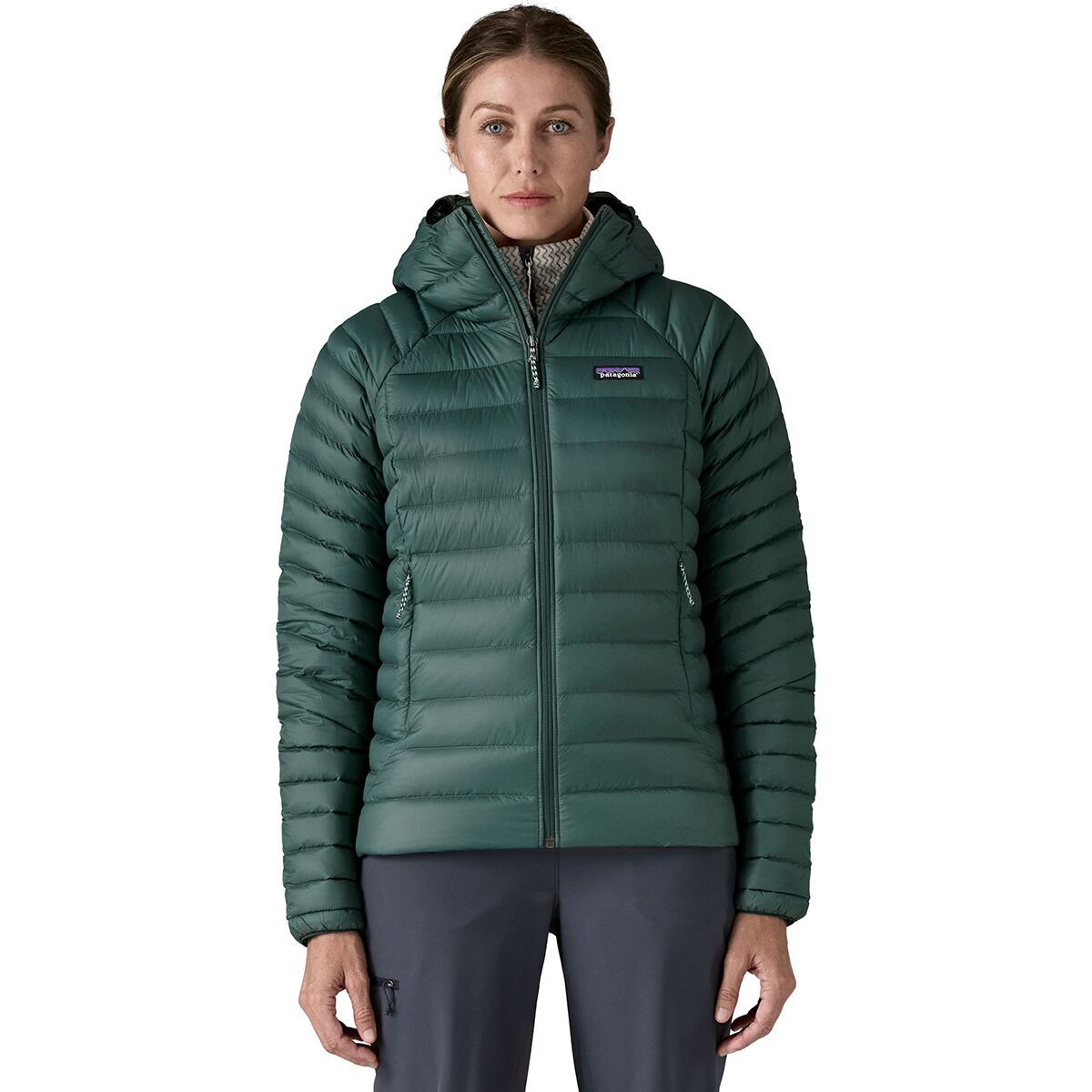 Image of Patagonia Down Sweater Full-Zip Hooded Jacket - Women's Cascade Green, S