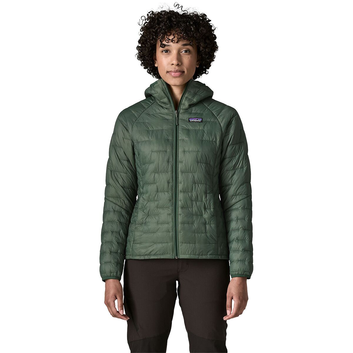 Image of Patagonia Micro Puff Hooded Insulated Jacket - Women's Canopy Green, L