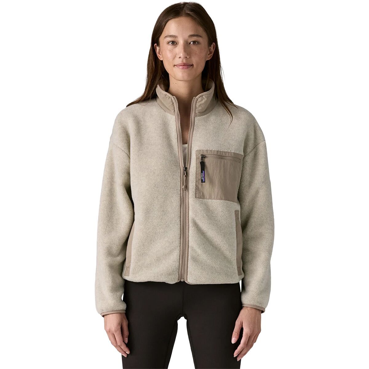 Image of Patagonia Synchilla Jacket - Women's Oatmeal Heather/Seabird Grey, XL