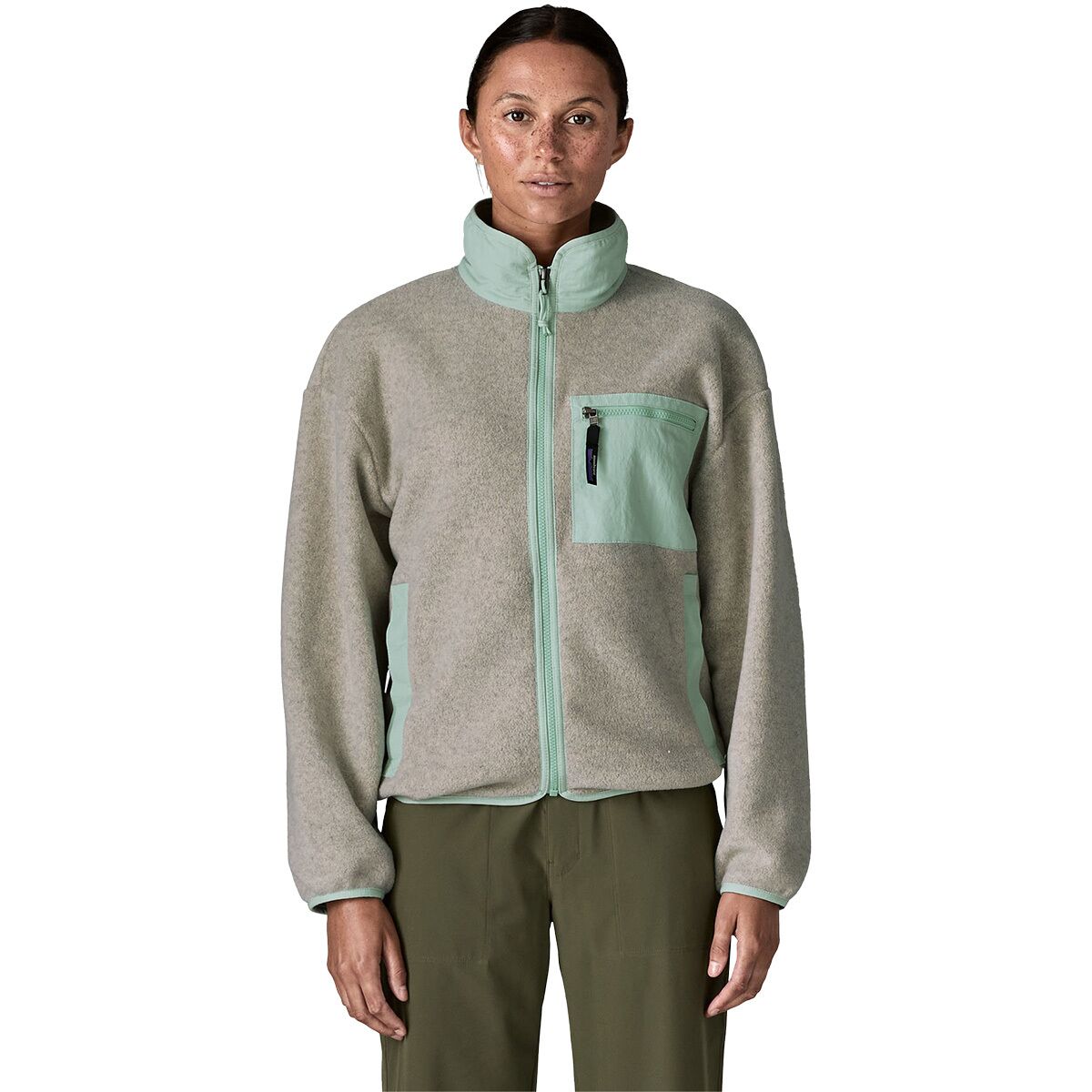 Image of Patagonia Synchilla Jacket - Women's Oatmeal Heather/Thin Ice, M