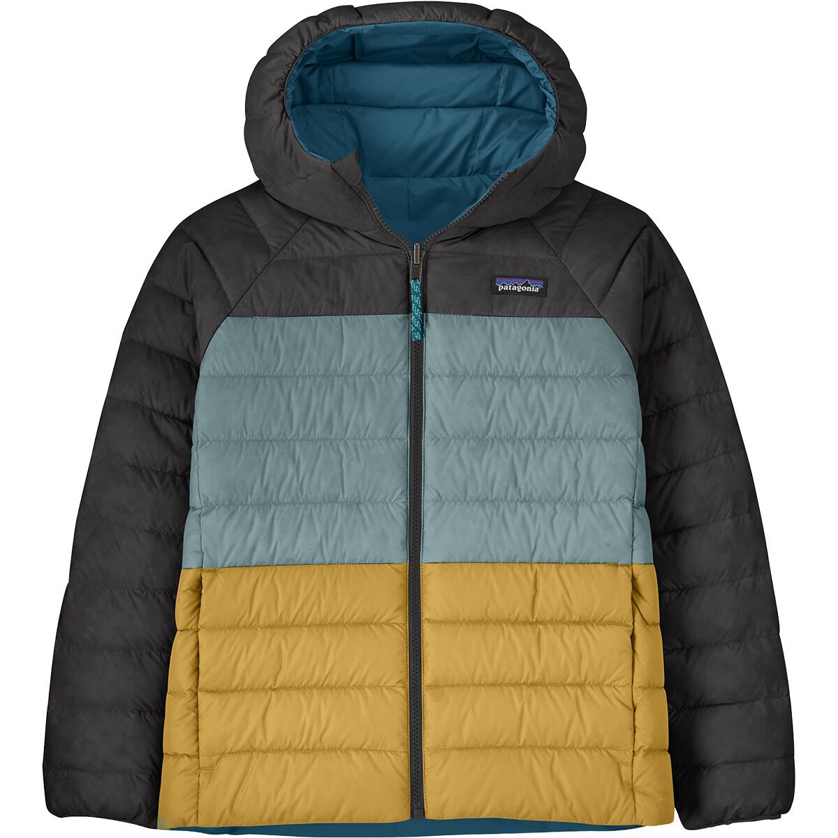 Image of Patagonia Reversible Down Sweater Hoodie - Kids' Black, XS