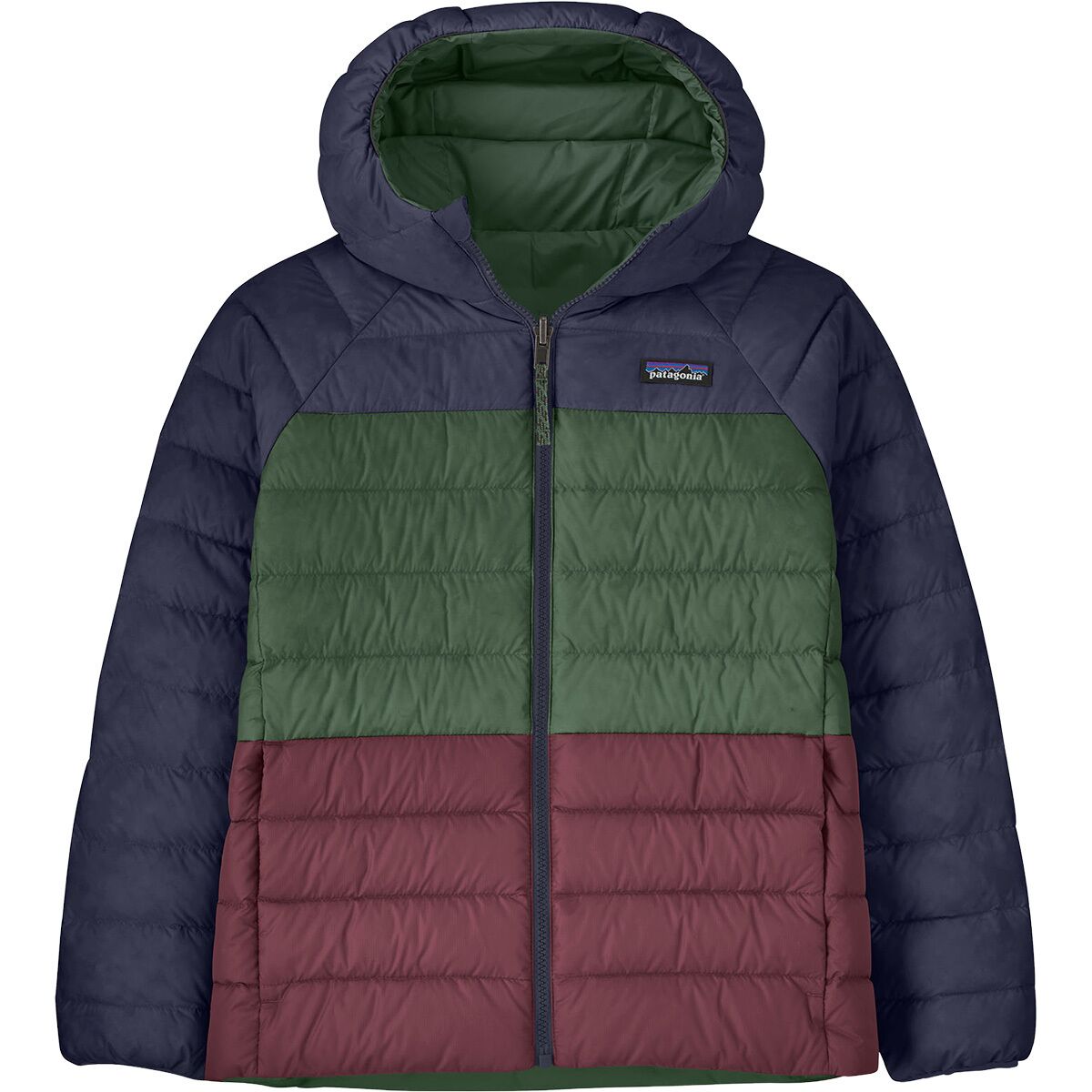 Image of Patagonia Reversible Down Sweater Hoodie - Kids' New Navy, S