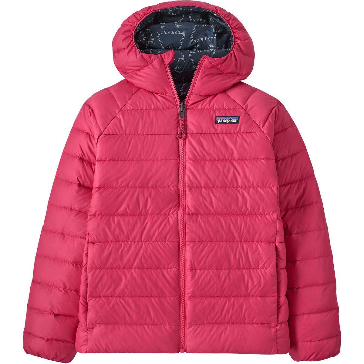 Image of Patagonia Reversible Down Sweater Hoodie - Kids' Punchy Pink, L