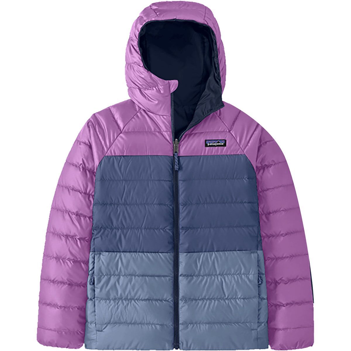 Patagonia Reversible Down Sweater Hoodie - Kids' Smolder Blue, XL