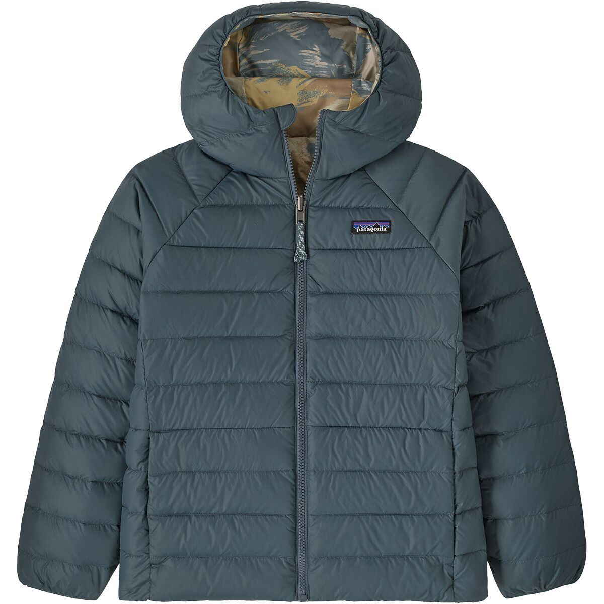 Image of Patagonia Reversible Down Sweater Hoodie - Kids' Summit Blue, M