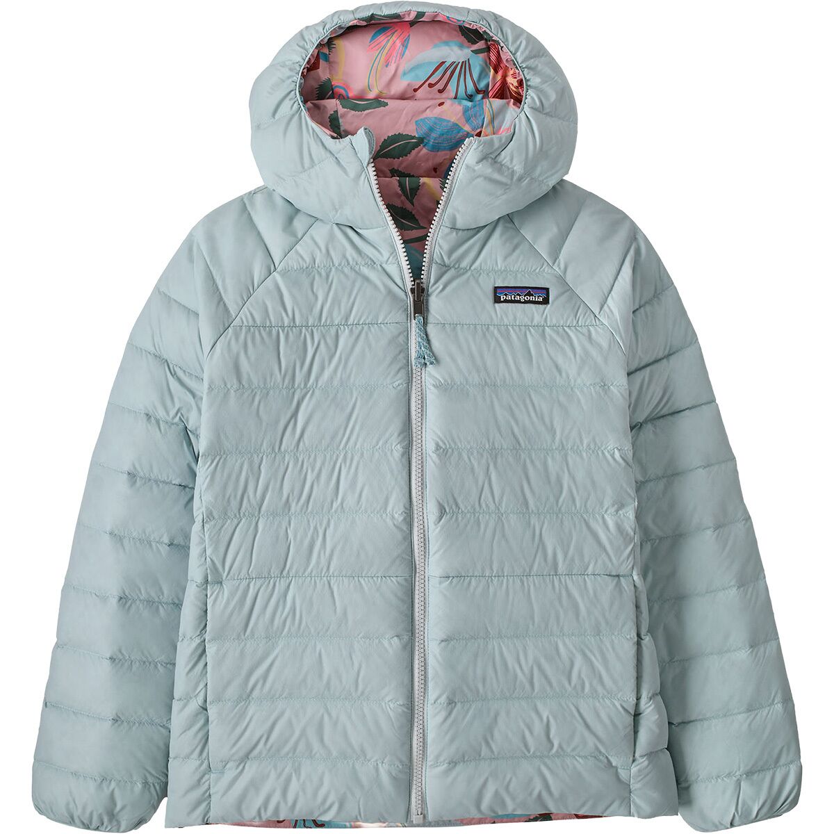 Image of Patagonia Reversible Down Sweater Hoodie - Kids' Virtually Blue, XL