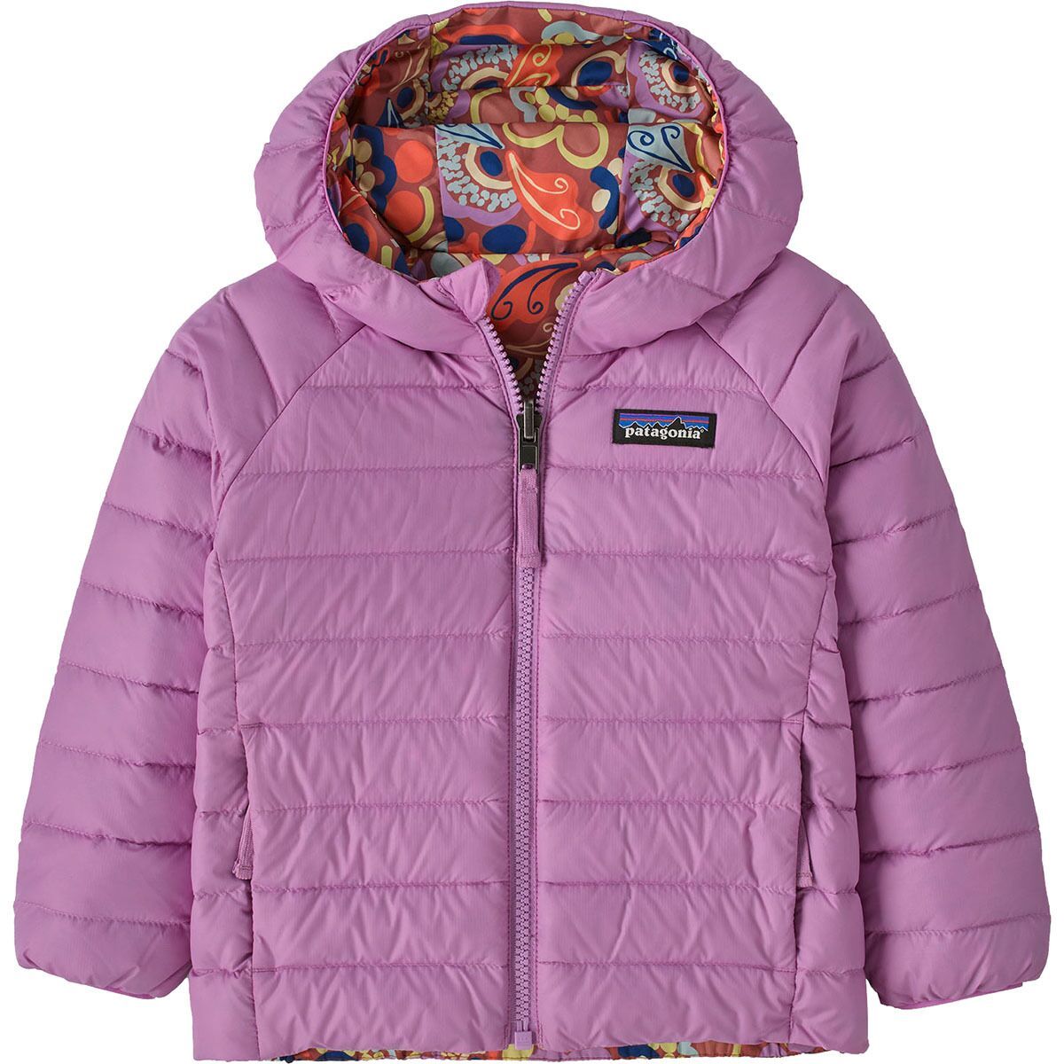 Image of Patagonia Reversible Down Sweater Hoodie - Toddlers' River River: Potters Red, 3T