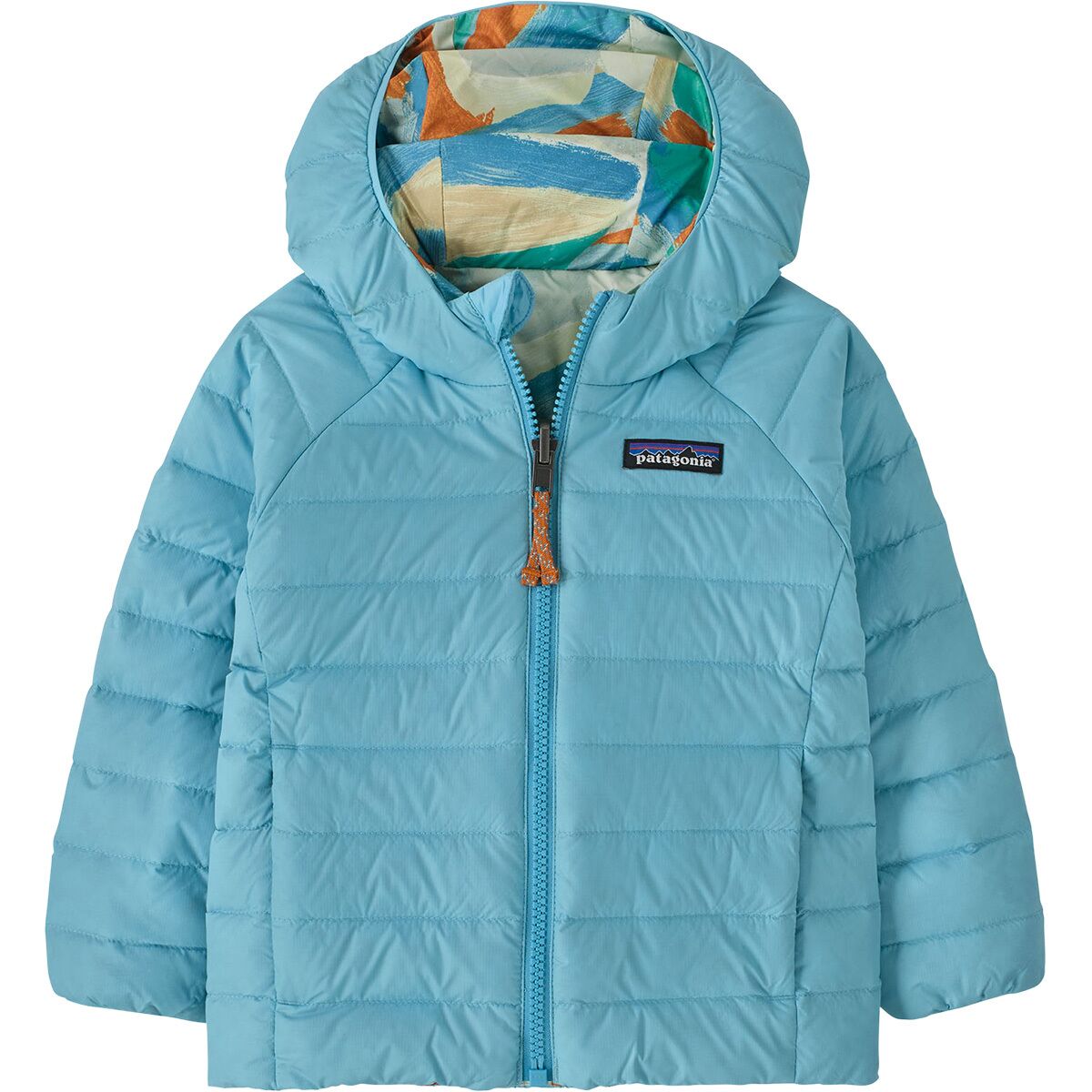 Image of Patagonia Reversible Down Sweater Hoodie - Toddlers' Smudge/Rutabaga White, 4T