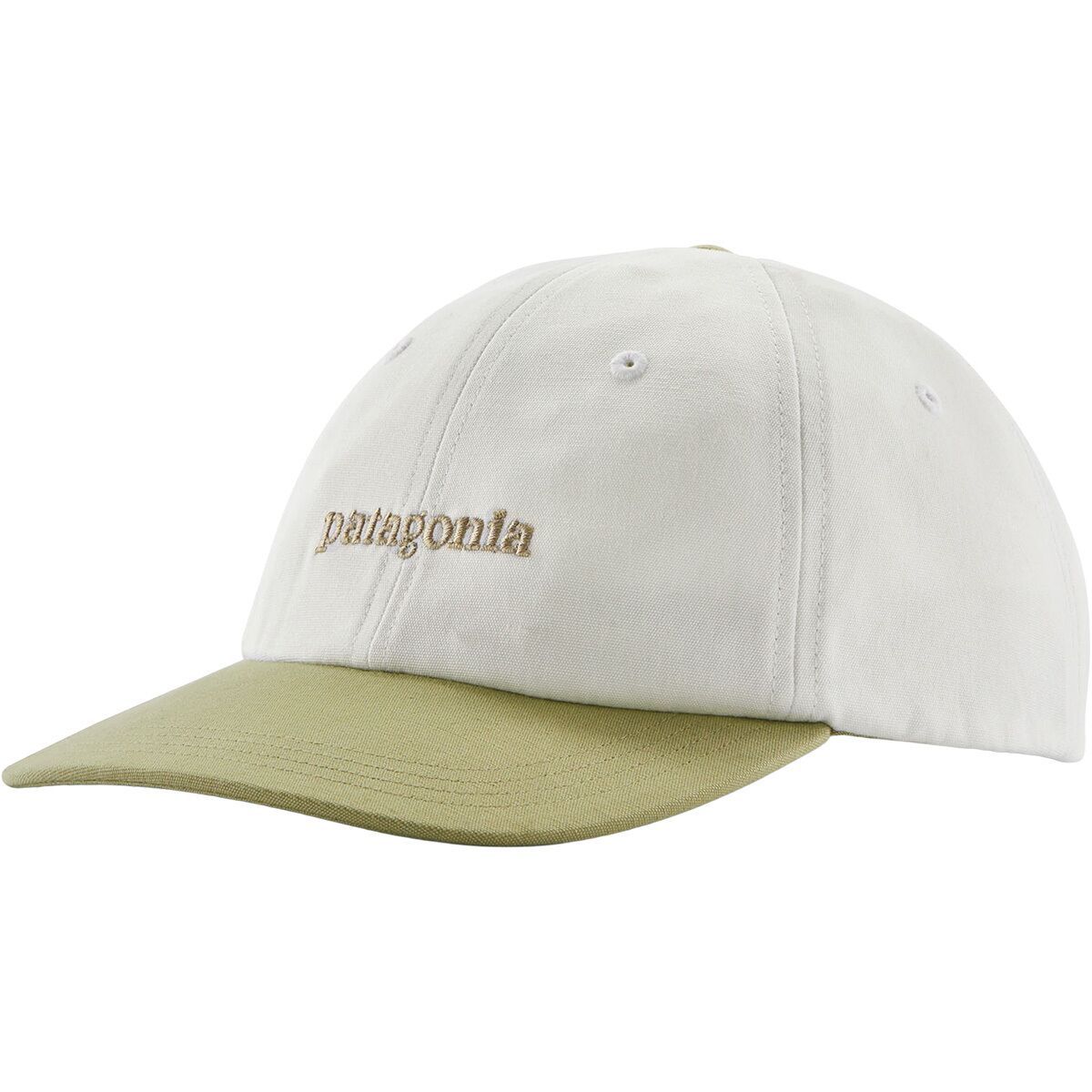 Image of Patagonia Fitz Roy Icon Trad Cap Text Logo: Birch White w/Gumtree Green, One Size