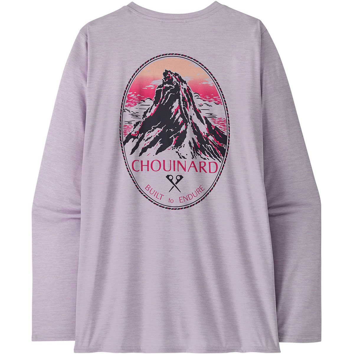 Image of Patagonia Cap Cool Daily Graphic Long-Sleeve Shirt - Lands - Women's Chouinard Crest: Foxglove Purple, L