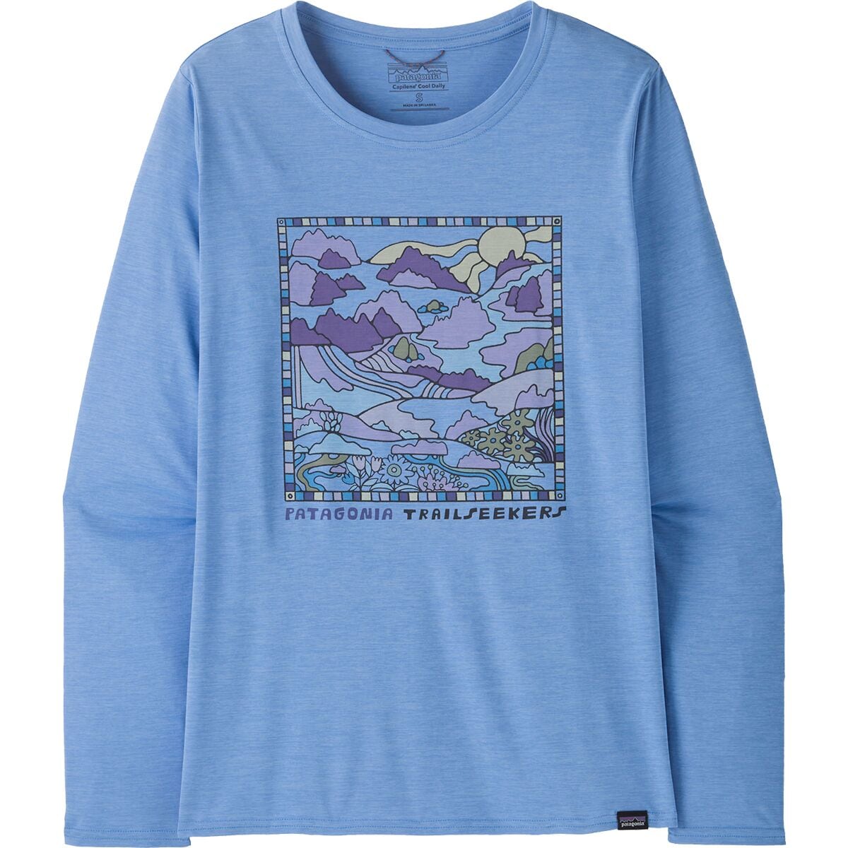 Image of Patagonia Cap Cool Daily Graphic Long-Sleeve Shirt - Lands - Women's Trailseekers: Abundant Blue X-Dye, S