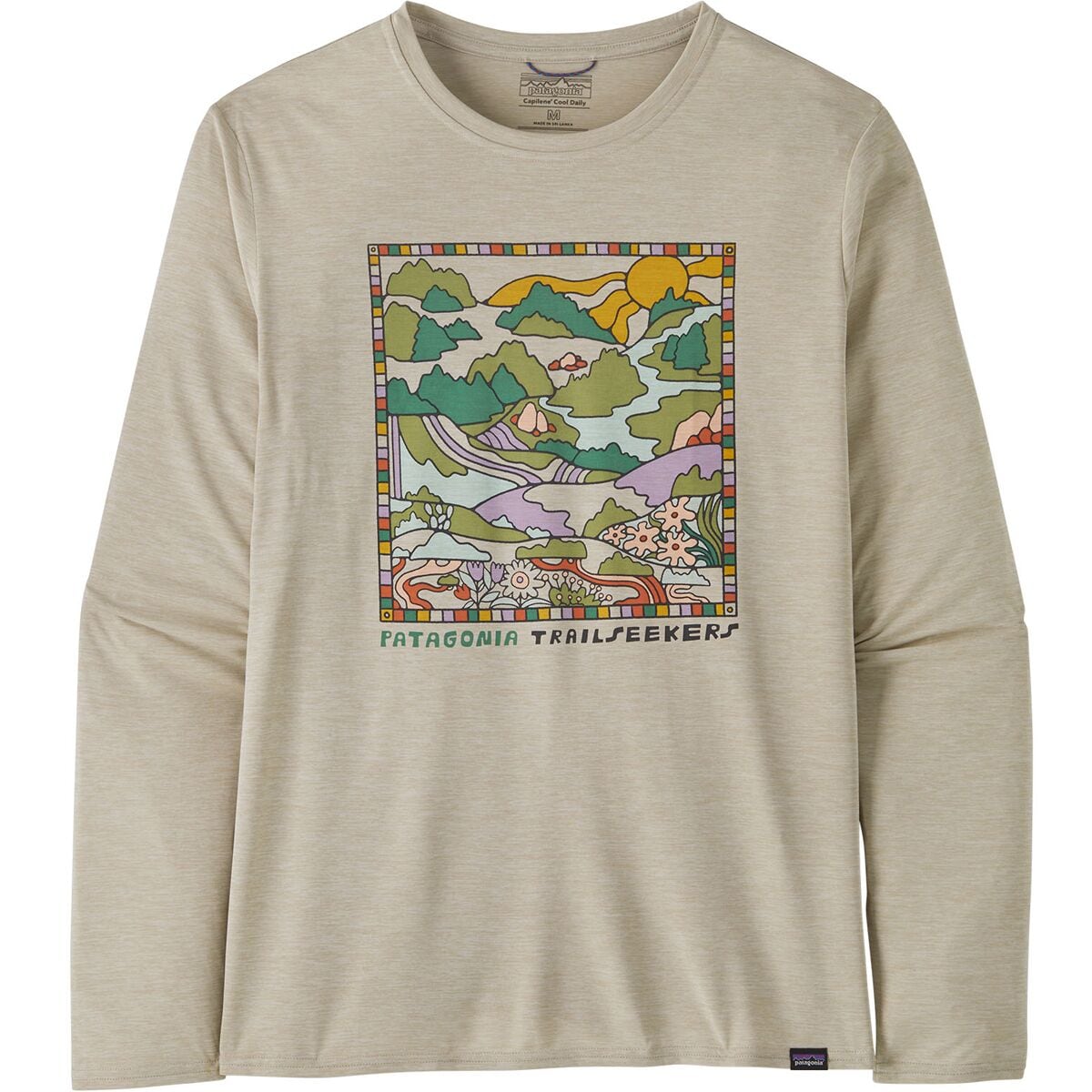 Image of Patagonia Cap Cool Daily Graphic Long-Sleeve Shirt - Lands - Men's Trailseekers: Pumice X-Dye, L