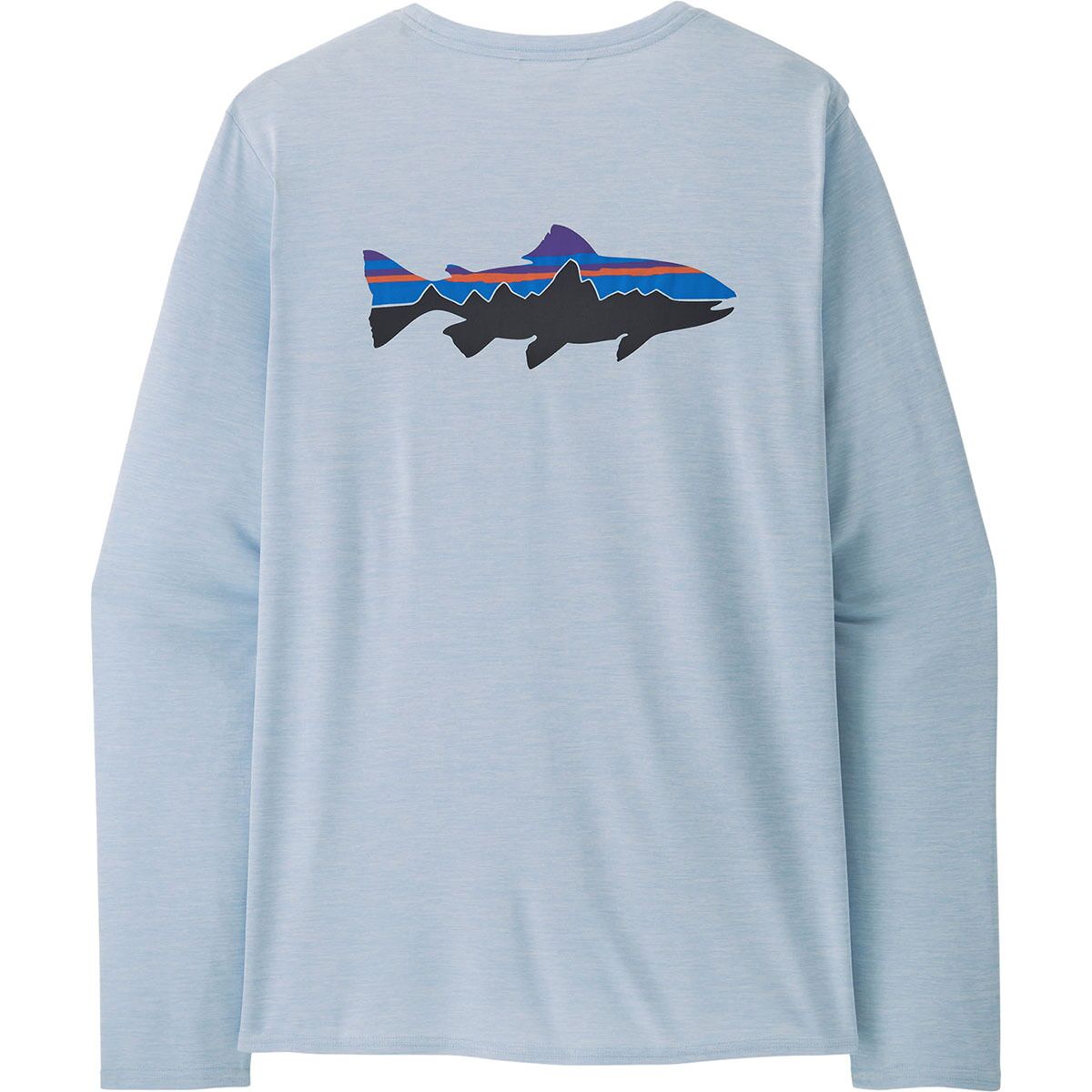 Image of Patagonia Cap Cool Daily Graphic Long-Sleeve Shirt - Waters - Men's Fitz Roy Trout: Fleck Blue, XXL