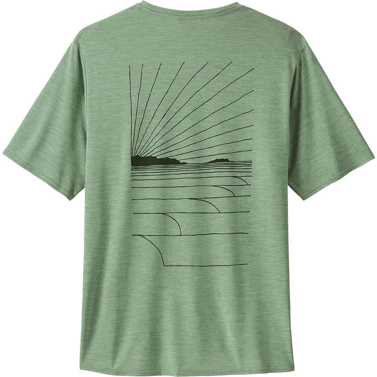Image of Patagonia Cap Cool Daily Graphic Shirt - Waters - Men's Waves Rolling: Ellwood Green X-Dye, XXL