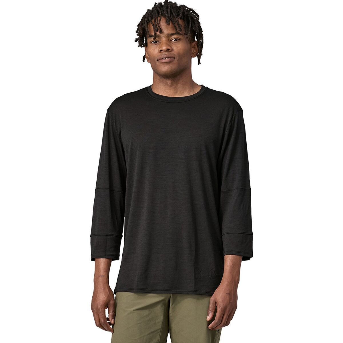Image of Patagonia Merino 3/4 Sleeve Bike Jersey - Men's Black, M