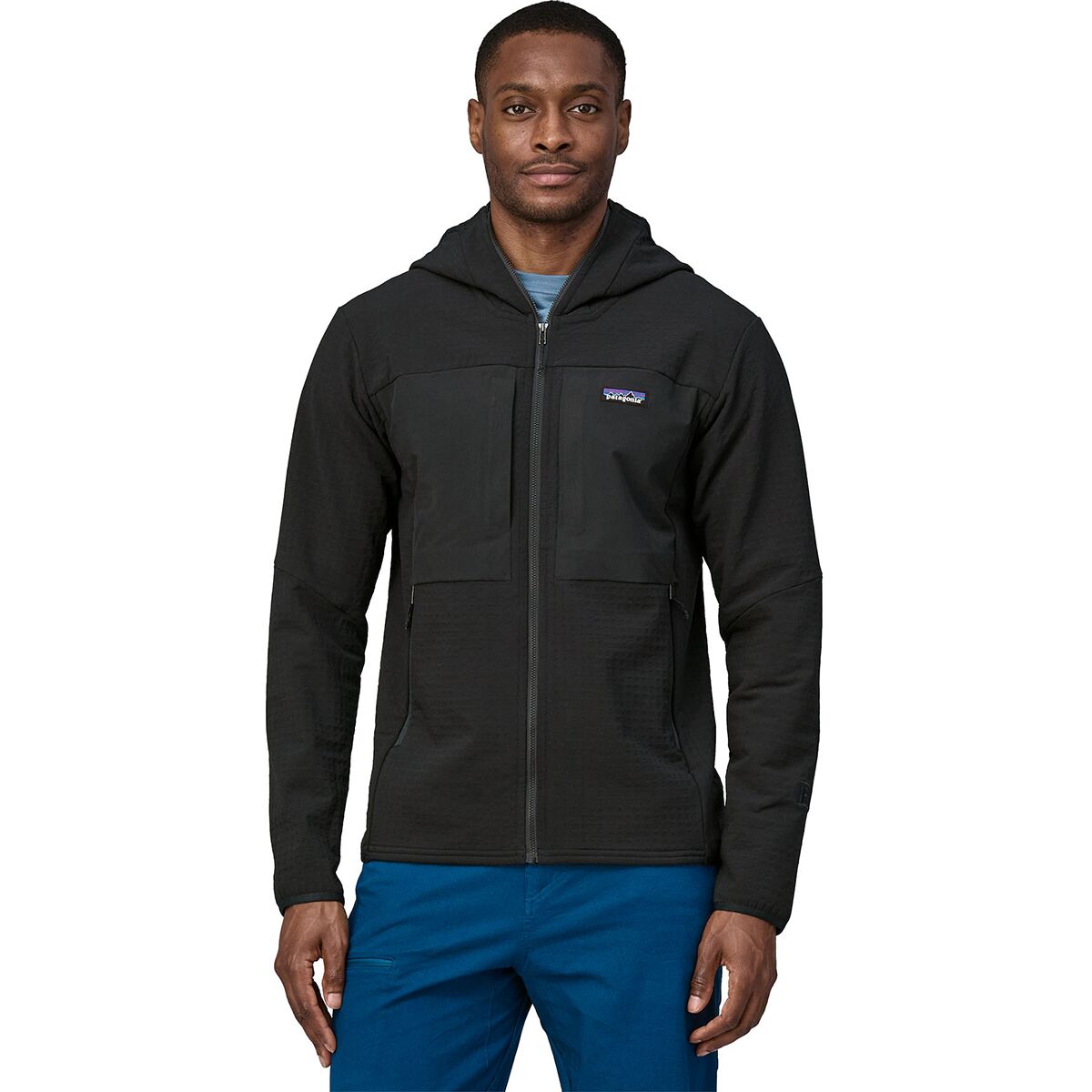 Image of Patagonia R2 TechFace Hooded Fleece Jacket - Men's Black, L