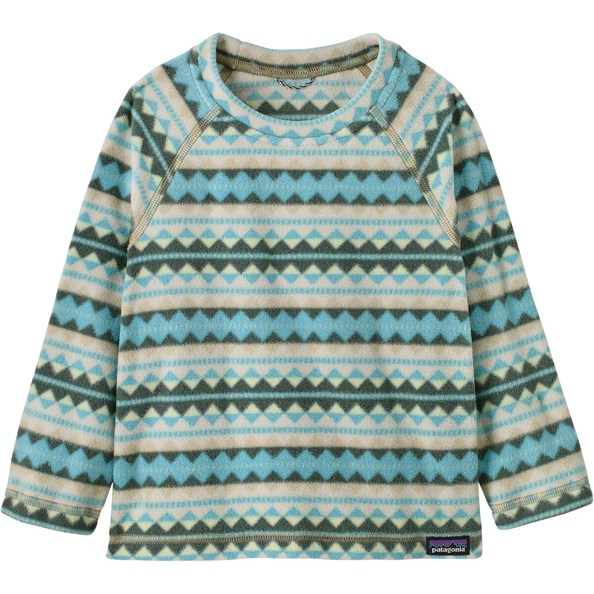 Image of Patagonia Micro D Crew - Toddlers' Diamond Stripe/Snowmelt Blue, 4T