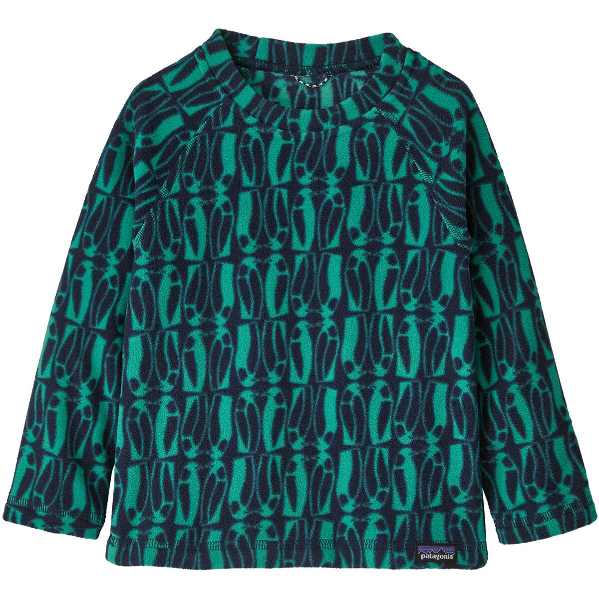 Image of Patagonia Micro D Crew - Toddlers' Geo Penguin/Solo Teal, 3T