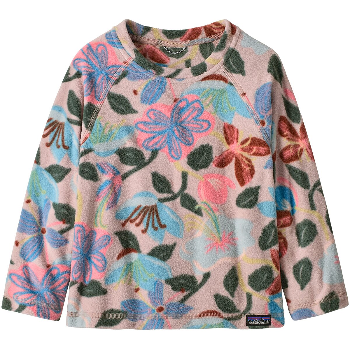 Image of Patagonia Micro D Crew - Toddlers' Hopes and Blooms/Fuzzy Mauve, 2T