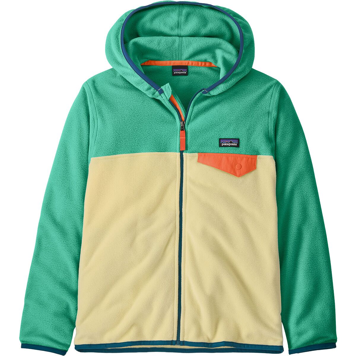 Image of Patagonia Micro D Snap-T Jacket - Kids' Buttercup Yellow/Aqua Stone, XL