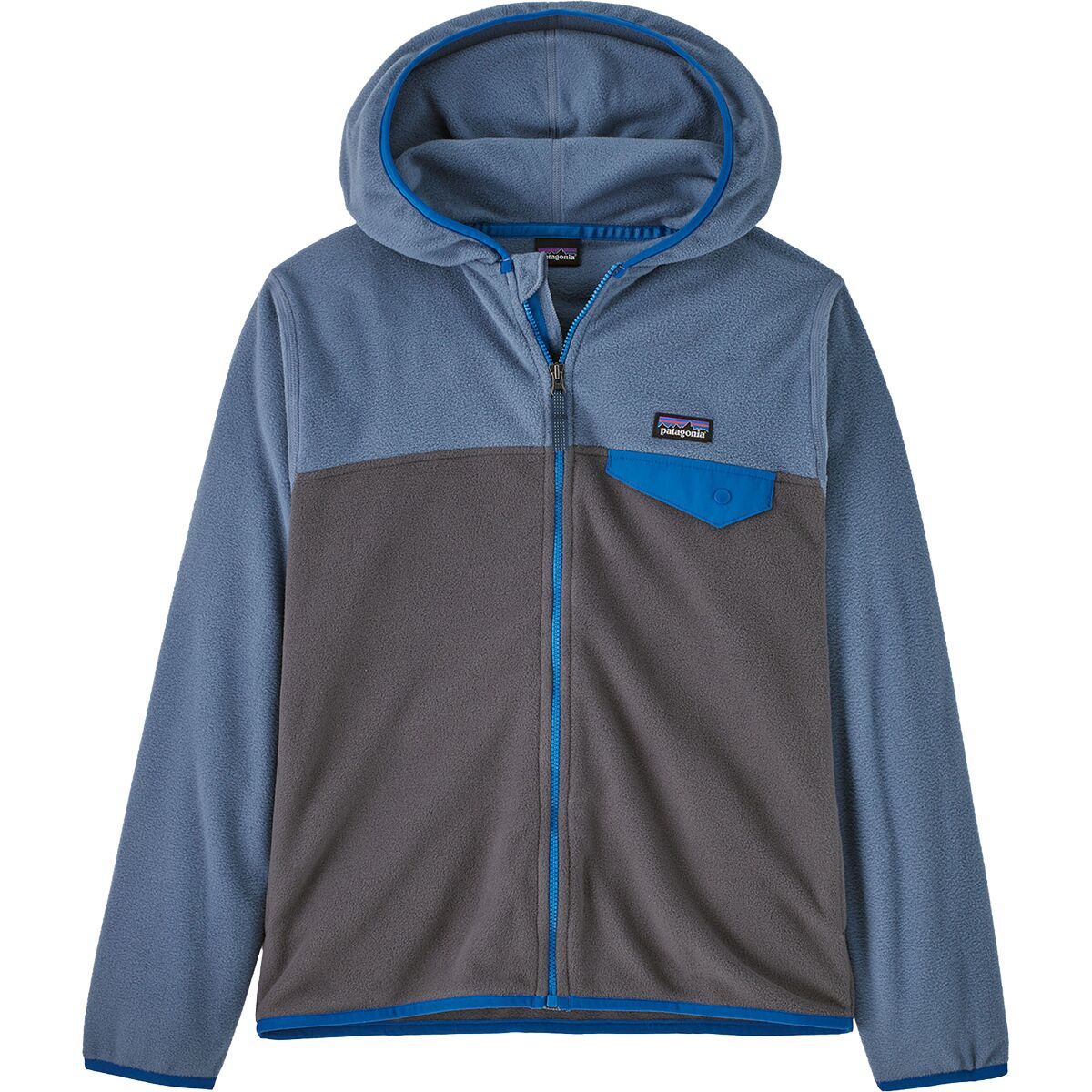 Image of Patagonia Micro D Snap-T Jacket - Kids' Forge Grey/Utility Blue, XL
