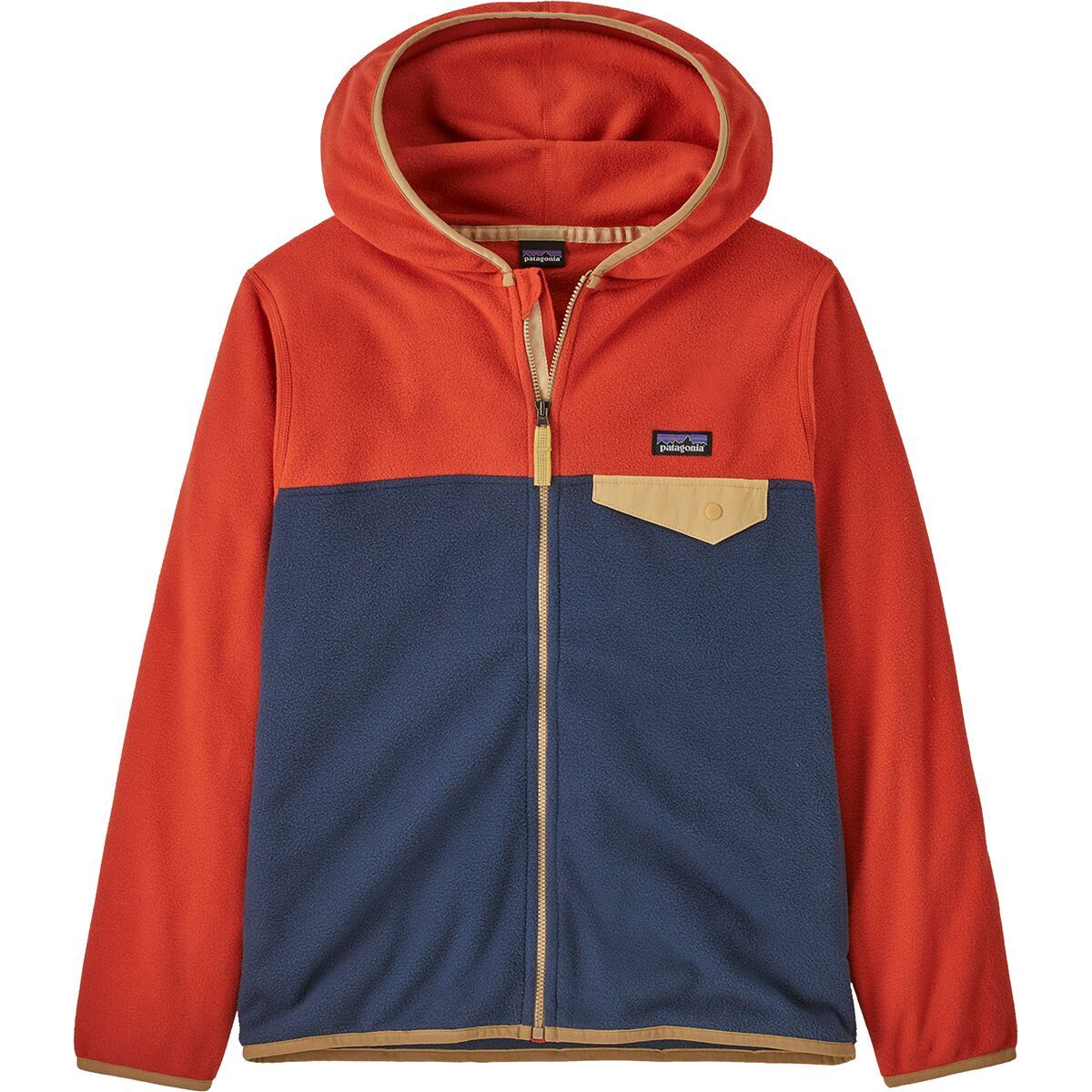 Image of Patagonia Micro D Snap-T Jacket - Kids' New Navy/Madder Red, XXL