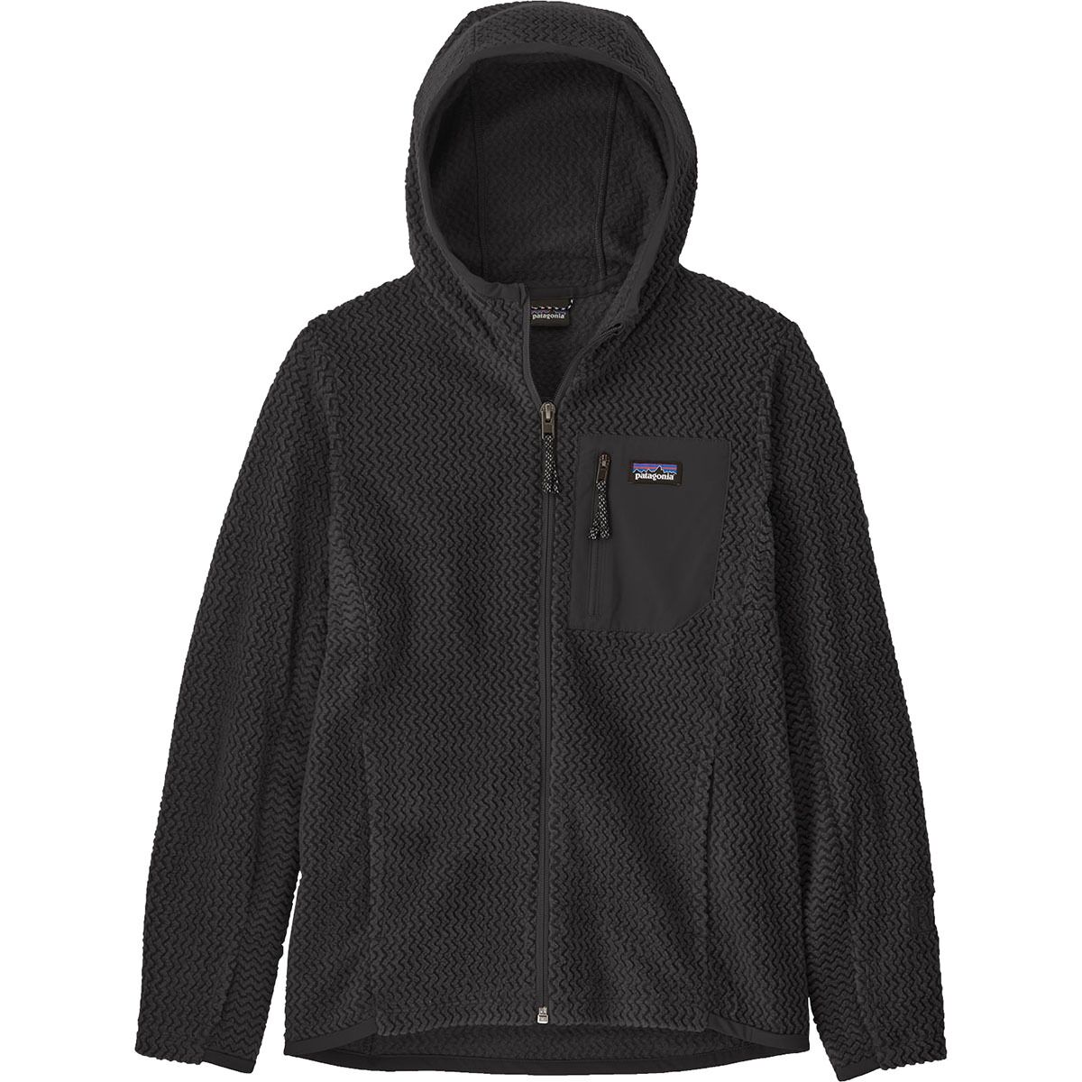 Image of Patagonia R1 Air Full-Zip Hooded Jacket - Boys' Black, XS
