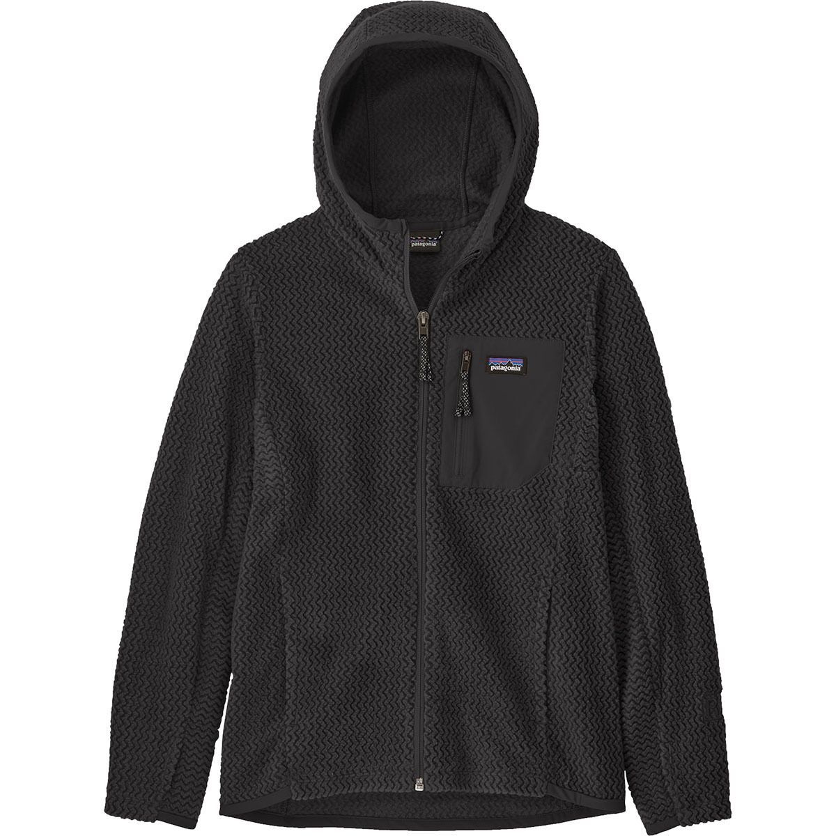 Image of Patagonia R1 Air Full-Zip Hooded Jacket - Boys' Black, M