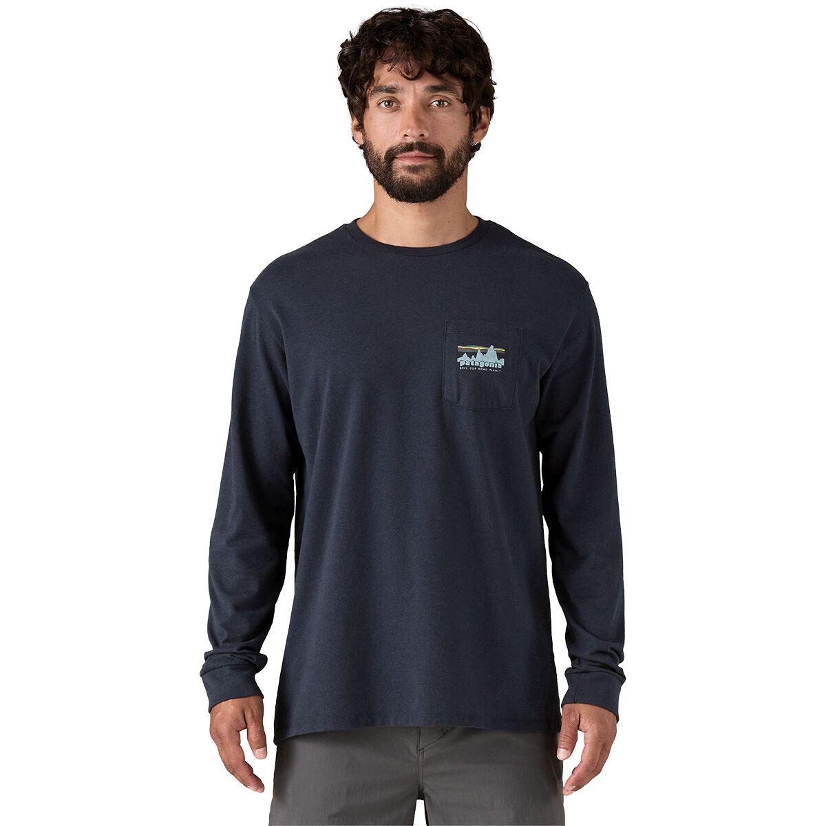 Image of Patagonia 73 Skyline Pocket Long-Sleeve Responsibili-Tee - Men's New Navy, M