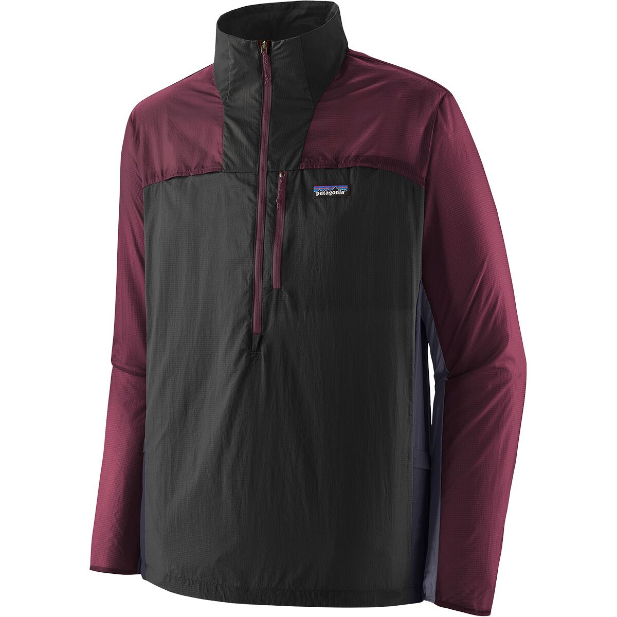 Image of Patagonia Houdini Stash 1/2-Zip Pullover - Men's Black w/Berry Fig, M