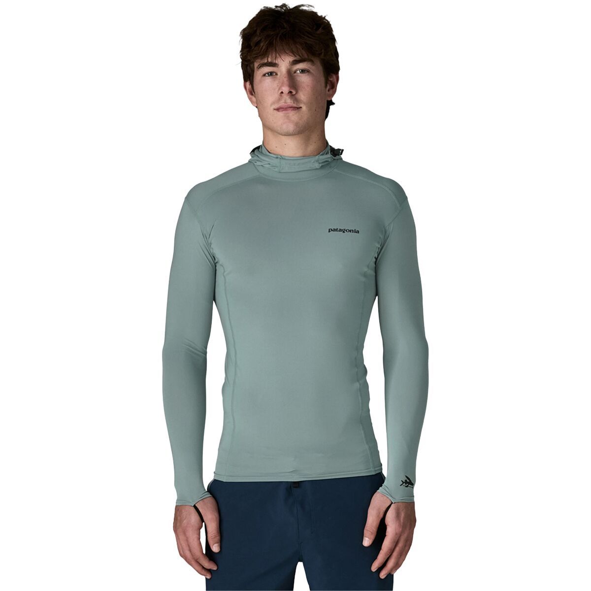 Image of Patagonia R0 Hooded Sun Shirt - Men's Blue Sage, XL