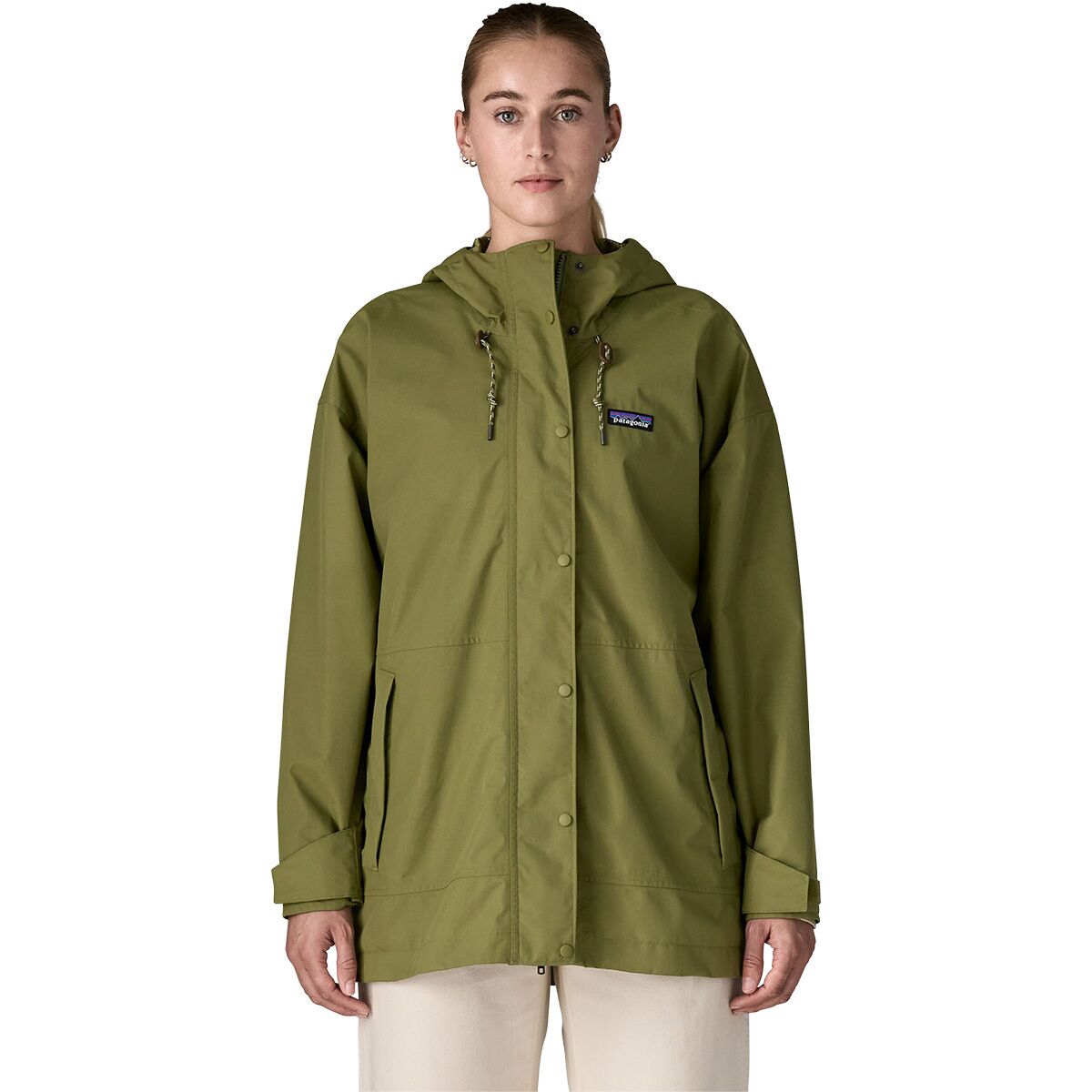 Image of Patagonia Outdoor Everyday Rain Jacket - Women's Caper Green, M