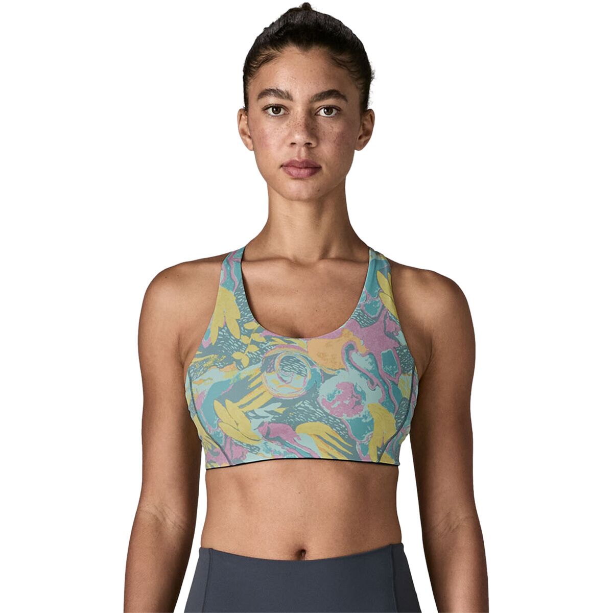 Image of Patagonia Shadowlite Mid Impact Adjustable Bra - Women's Moon Tripper/Blue Sage, XS