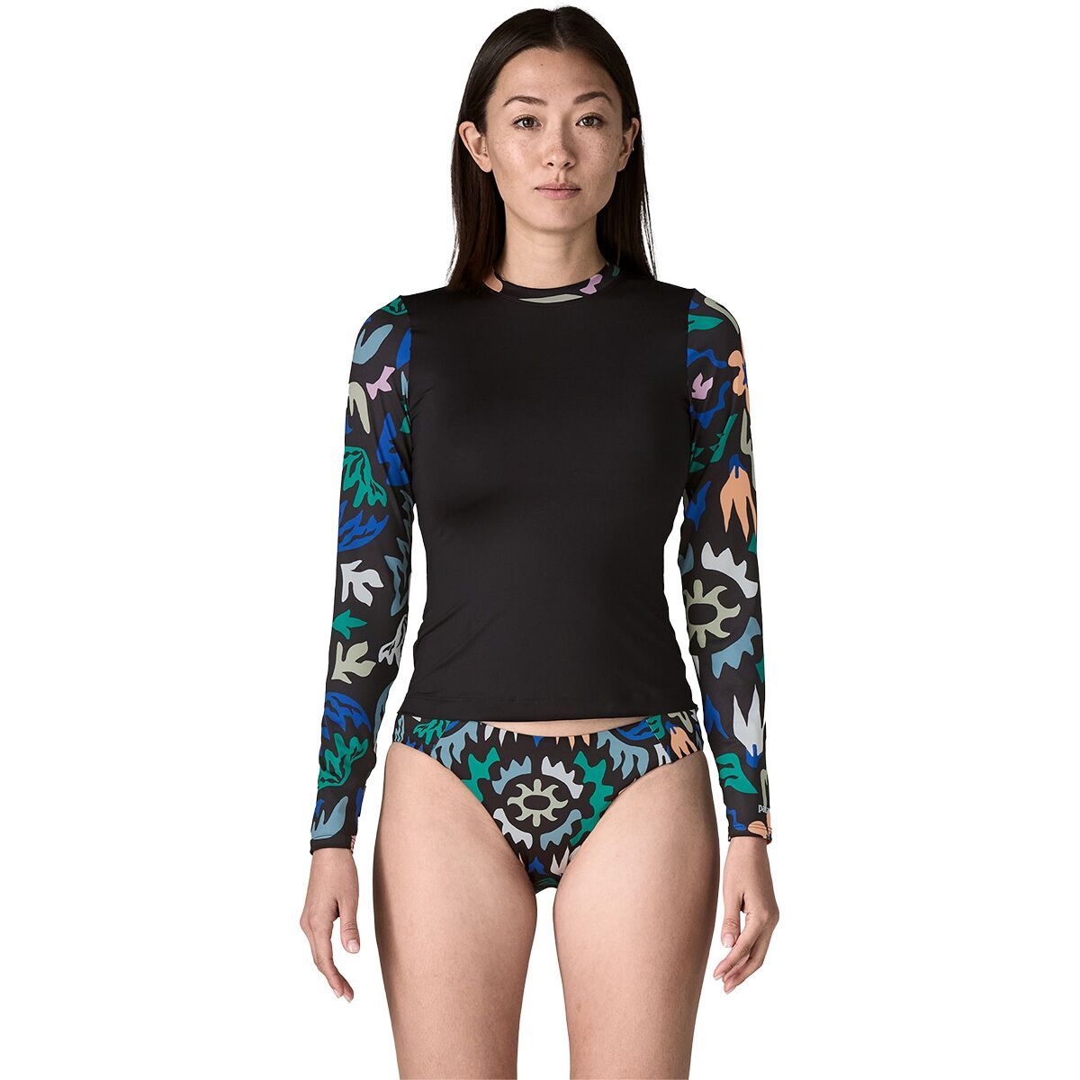 Image of Patagonia Swell Seeker Rashguard - Women's Kaleido Bloom/Black, S