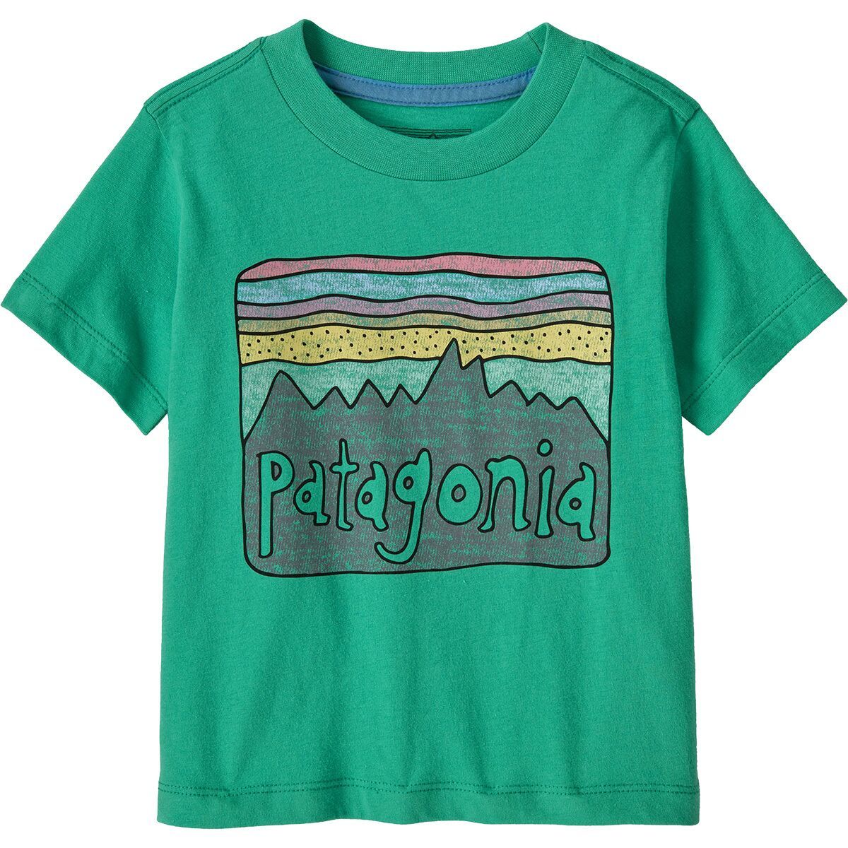 Image of Patagonia Baby Fitz Roy Skies T-Shirt - Infants' Aqua Stone, 12M
