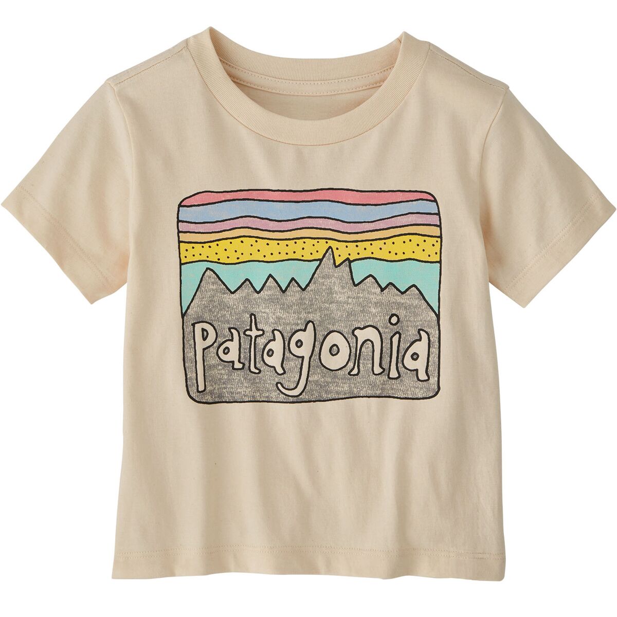 Image of Patagonia Baby Fitz Roy Skies T-Shirt - Infants' Undyed Natural, 6M