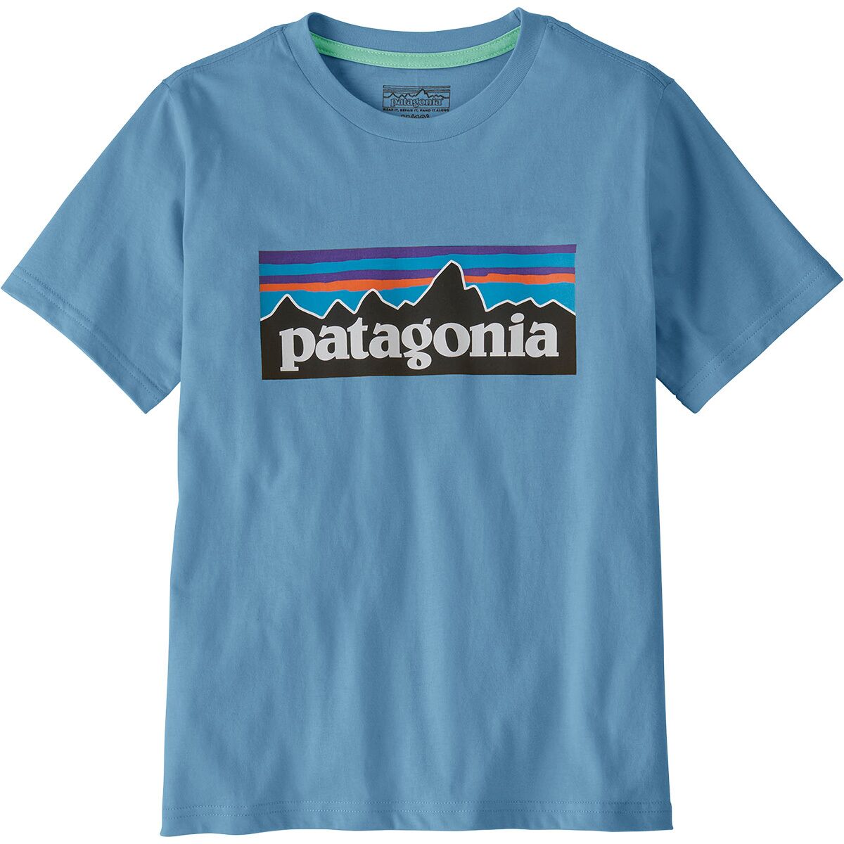 Image of Patagonia P-6 Logo T-Shirt - Kids' Shore Blue, XXL