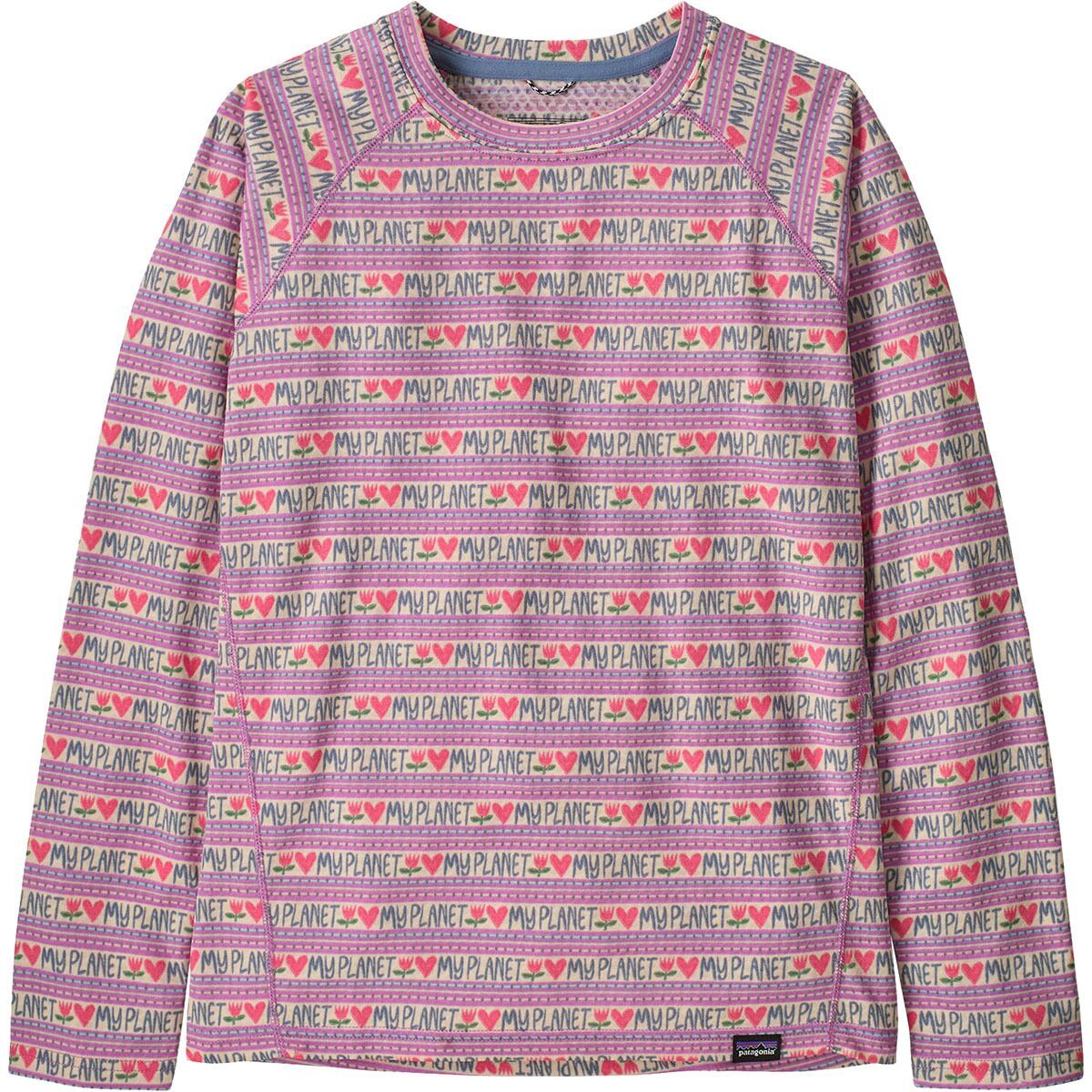 Image of Patagonia Capilene Midweight Crew Top - Kids' Planet Hearts: Brisk Purple, L