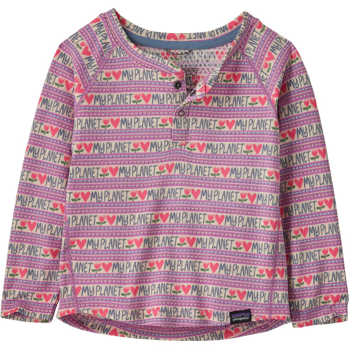 Image of Patagonia Capilene Midweight Henley Baselayer Top - Toddlers' Planet Hearts: Brisk Purple, 5T