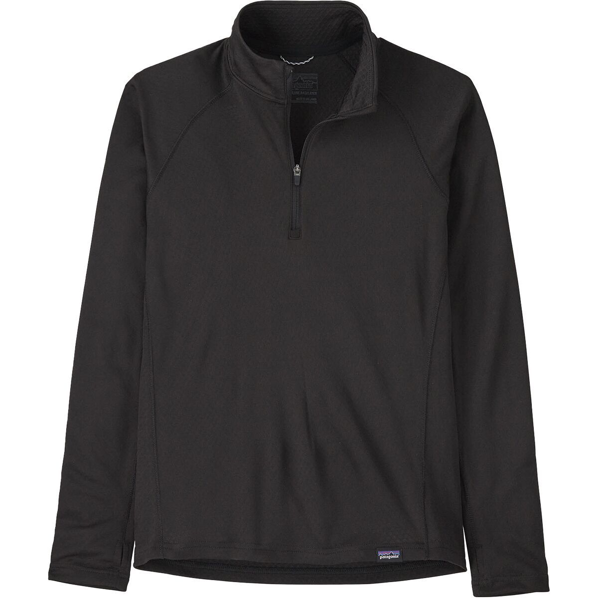 Image of Patagonia Capilene Midweight Zip Neck Top - Kids' Black, S