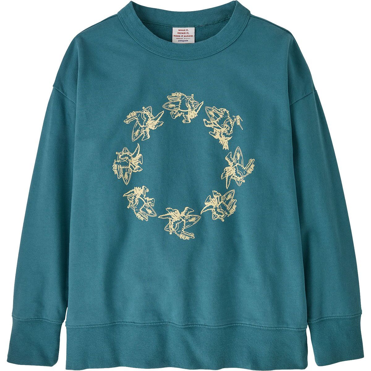 Image of Patagonia Crew Sweatshirt - Kids' Gator Going Gone: Wetland Blue, L