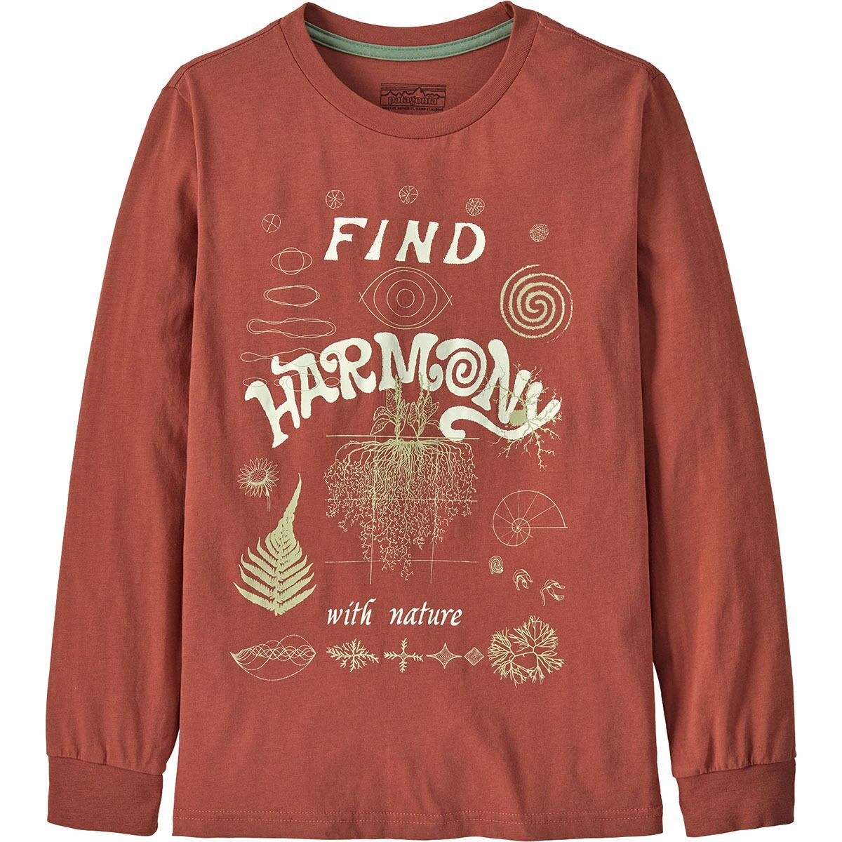 Image of Patagonia Graphic Long-Sleeve T-Shirt - Kids' Find Harmony: Potters Red, XL