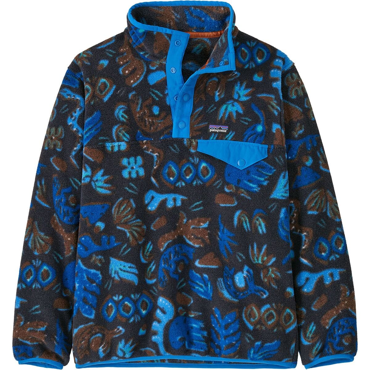 Image of Patagonia Lightweight Synchilla Snap-T Fleece Pullover - Kids' Across Oceans: Pitch Blue, L