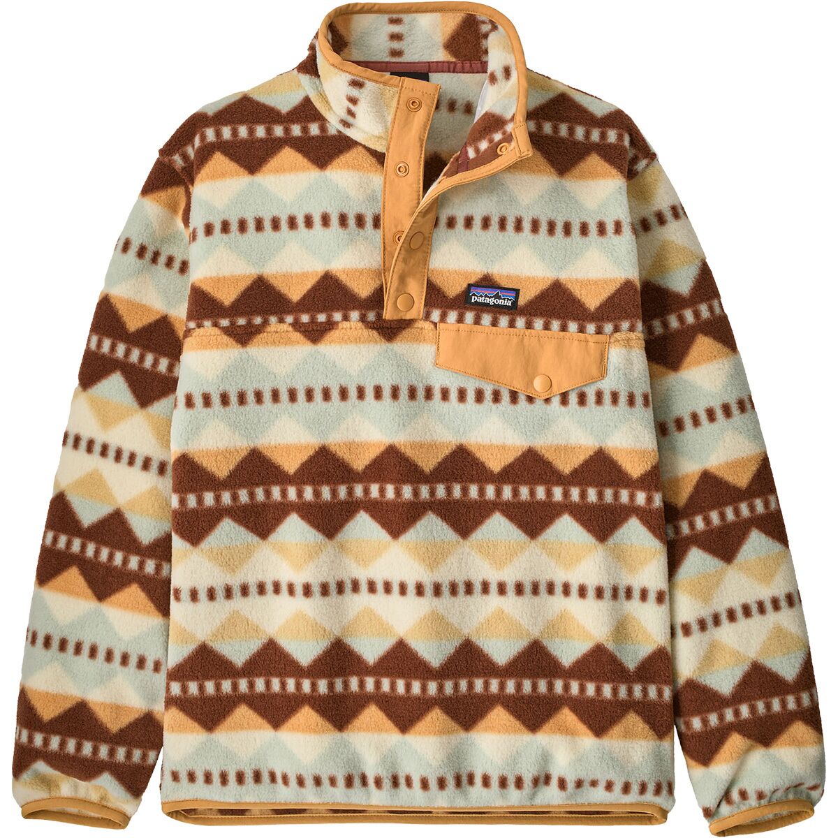 Image of Patagonia Lightweight Synchilla Snap-T Fleece Pullover - Kids' Diamond Stripe/Flurry Green, XL